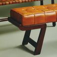 Inca Bench - Brown Leather with Teak Wood - Angular Legs