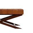 Inca Bench - Brown Leather with Teak Wood - Cross Legs