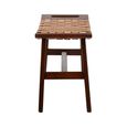 Inca Bench - Brown Leather with Teak Wood - Small Strapped