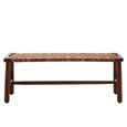 Inca Bench - Brown Leather with Teak Wood - Strapped