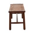 Inca Bench - Brown Leather with Teak Wood - Strapped