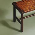 Inca Bench - Brown Leather with Teak Wood - Strapped