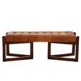 Inca Bench - Brown Leather with Teak Wood - Wooden Legs