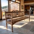 Unique One of a Kind - Distressed Bench - with Tiles Backrest - Turned Legs - Natural - Wooden