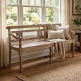 Unique One of a Kind - Distressed Rustic Bench - with Tiles Backrest - Turned Legs - Natural - Wooden