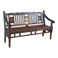 Unique One of a Kind - Distressed Bench - with Tiles Backrest - Blue - Wooden
