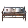 Unique One of a Kind - Distressed Bench - with Tiles Backrest - Blue - Wooden