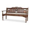 Unique One of a Kind - Distressed Bench - with Tiles Backrest - Turned Legs - Natural - Wooden
