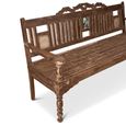 Unique One of a Kind - Distressed Bench - with Tiles Backrest - Turned Legs - Natural - Wooden