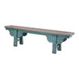 Unique One of a Kind - Distressed Hand Painted Bench - Carved Trestle Legs - Turquoise Blue - Elm Wood