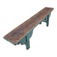 Unique One of a Kind - Distressed Hand Painted Bench - Carved Trestle Legs - Turquoise Blue - Elm Wood