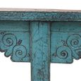 Unique One of a Kind - Distressed Hand Painted Bench - Carved Trestle Legs - Turquoise Blue - Elm Wood