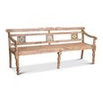 Unique One of a Kind - Distressed Rustic Bench - with Tiles Backrest - Turned Legs - Natural - Wooden