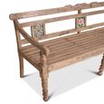 Unique One of a Kind - Distressed Rustic Bench - with Tiles Backrest - Turned Legs - Natural - Wooden