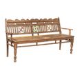 Vintage Handcrafted Bench - Carved Backrest - Natural - Wooden