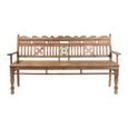 Vintage Handcrafted Bench - Carved Backrest - Natural - Wooden