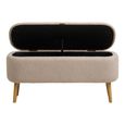 Harlow Storage Bench - Beige and Natural - Fabric and Rubberwood