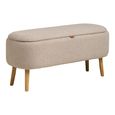 Harlow Storage Bench - Beige and Natural - Fabric and Rubberwood