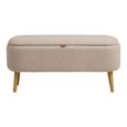 Harlow Storage Bench - Beige and Natural - Fabric and Rubberwood