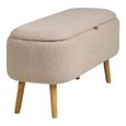 Harlow Storage Bench - Beige and Natural - Fabric and Rubberwood