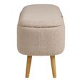 Harlow Storage Bench - Beige and Natural - Fabric and Rubberwood