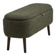 Harlow Storage Bench - Green and Black - Fabric and Rubberwood