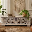 Storage Bench Carved Mango Wood Brown thumbnail