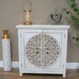 Whitewashed Carved Mango Wood 2 Door Small Cabinet thumbnail 5