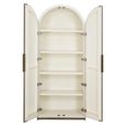 Tivoli Fluted White Ceramic 2 Door Arched Hall Cabinet with Gold Trim thumbnail 2