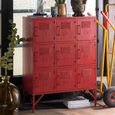 Locker Style Cupboard - 9 Door - Industrial Look - Red Distressed Metal