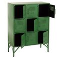 Locker Style Cupboard - 9 Door - Industrial Look - Green Distressed Metal