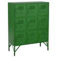 Locker Style Cupboard - 9 Door - Industrial Look - Green Distressed Metal