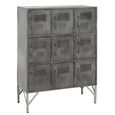 Locker Style Cupboard - 9 Door - Industrial Look - Silver Metal