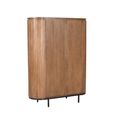 Noor Curved Fluted Hall Cabinet - 2 Door - Brown - Mango Wood