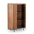 Noor Curved Fluted Hall Cabinet - 2 Door - Brown - Mango Wood