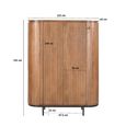 Noor Curved Fluted Hall Cabinet - 2 Door - Brown - Mango Wood
