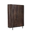 Noor Curved Fluted Hall Cabinet - 2 Door - Walnut - Mango Wood