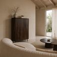Noor Curved Fluted Hall Cabinet - 2 Door - Walnut - Mango Wood