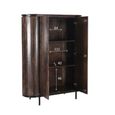 Noor Curved Fluted Hall Cabinet - 2 Door - Walnut - Mango Wood