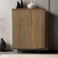 Lausanne Curved Fluted Hall Cabinet - 2 Door - Natural - Teak Wood