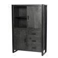 Norris Hall Cabinet - 2 Door - 3 Drawer - Charcoal - Rustic Mango Wood