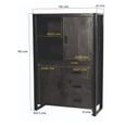 Norris Hall Cabinet - 2 Door - 3 Drawer - Charcoal - Rustic Mango Wood