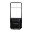 Hampton Travertine Beige 2 Door Hall Cabinet with Black Fluted Base