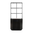 Hampton Travertine Beige 2 Door Hall Cabinet with Black Fluted Base
