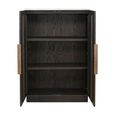 Claremont Dark Wood 2 Door Geometric Cabinet with Travertine Top