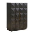 Claremont Dark Wood 2 Door Geometric Cabinet with Travertine Top