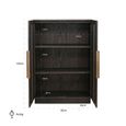 Claremont Dark Wood 2 Door Geometric Cabinet with Travertine Top