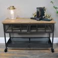 Industrial Storage Cabinet - Black - on Wheels - Wood and Metal