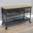 Industrial Storage Cabinet - Black - on Wheels - Wood and Metal