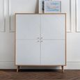 Moritz Hall Cabinet - 4 Door - White - Oak Effect